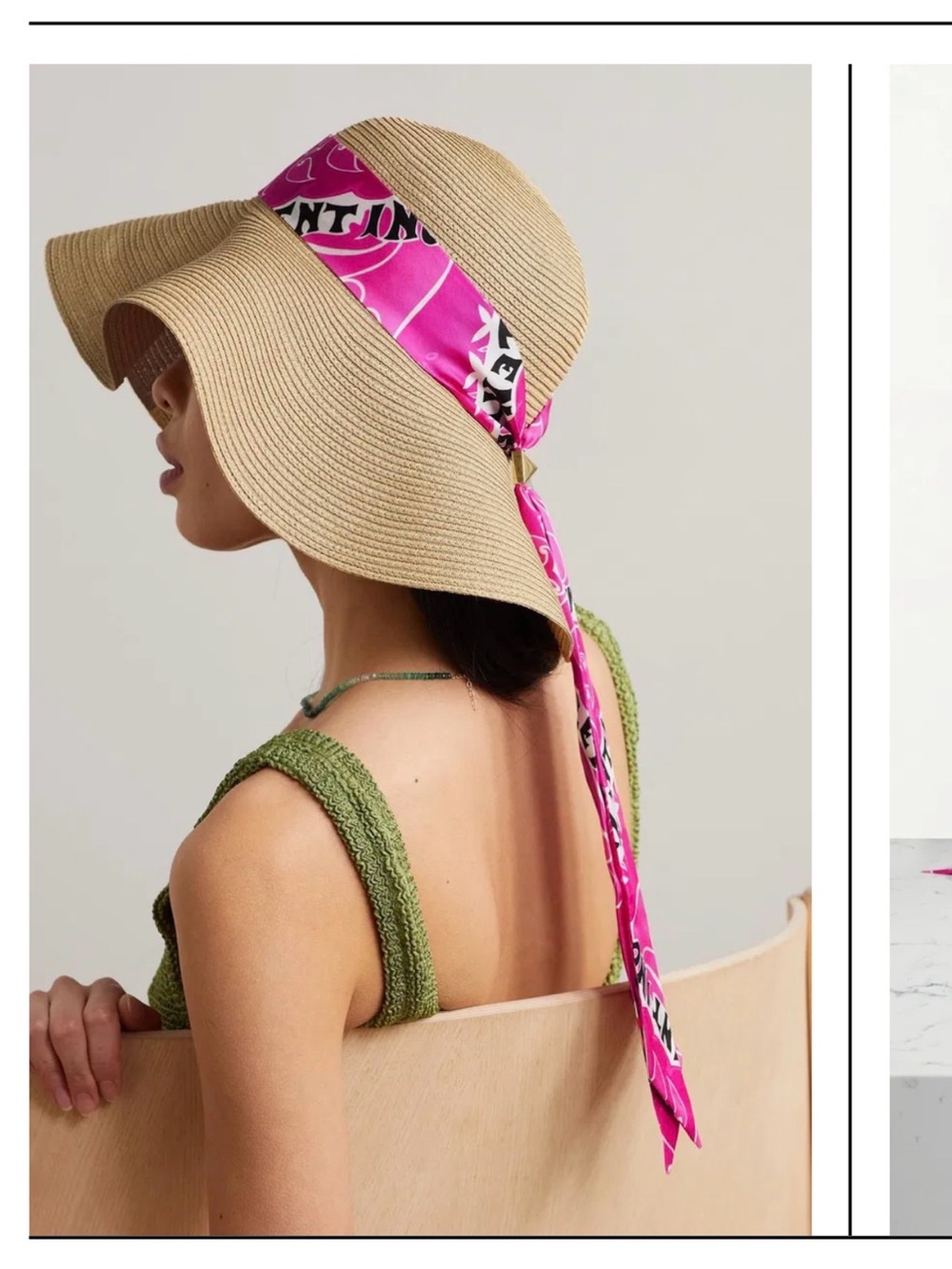 Valentino Straw Floppy Sun Hat with Pink Scarf Accent- NWT, box and dustbag